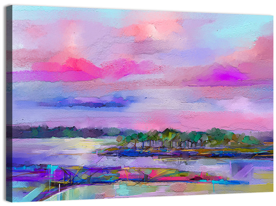 Dusk Meadow Reflection Wall Art, canvas print, landscape