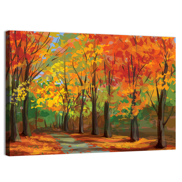 Autumn Forest Pathway Wall Art as a canvas print