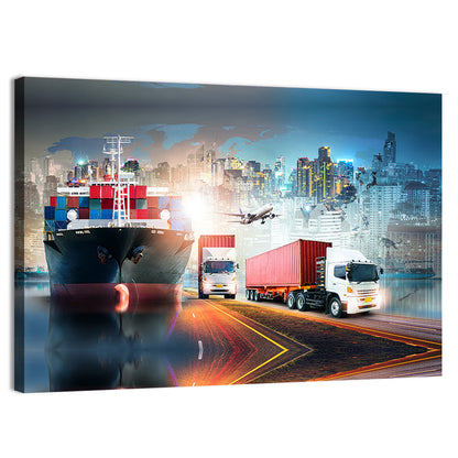 Global Logistics Nightscape Wall Art