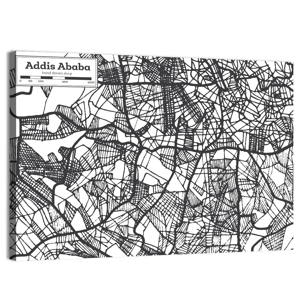 Addis Ababa Hand-drawn Map Wall Art