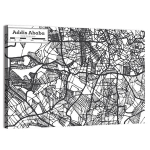 Addis Ababa City Map Ethiopia Wall Art