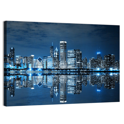 Chicago Skyline at Night Wall Art