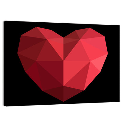 Low-poly Red Heart Wall Art
