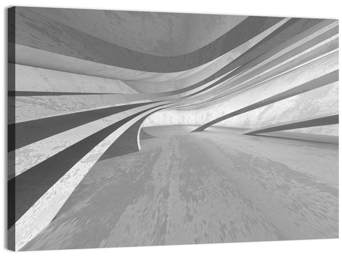 Empty Curved Concrete Hallway Wall Art as a canvas print