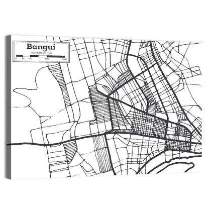 Bangui Street Grid Map Wall Art