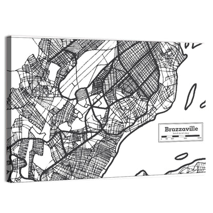 Brazzaville Hand-drawn Map Wall Art