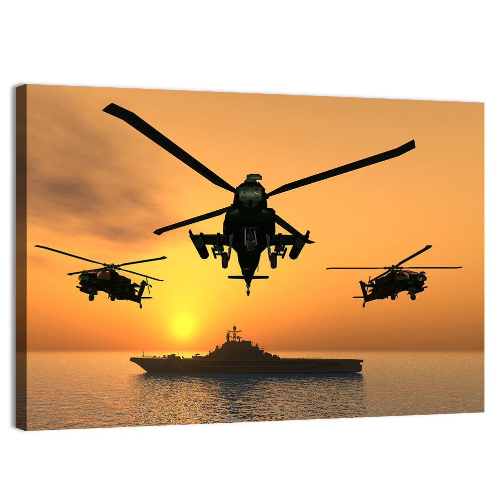 Apache Helicopters at Sunset Wall Art