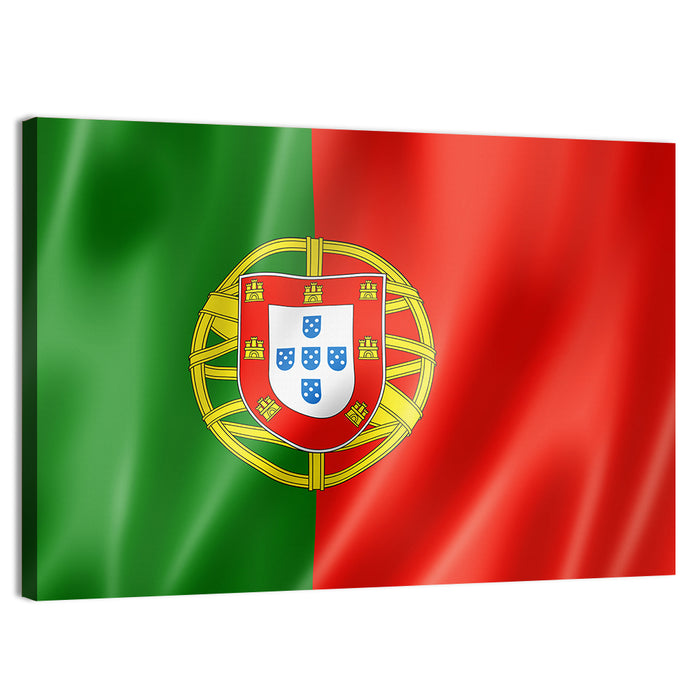 Portuguese Flag with Coat of Arms Wall Art as a canvas print