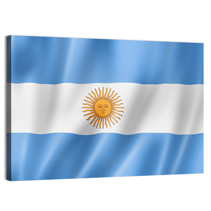 Argentine Flag with Sun Emblem Wall Art as a canvas print