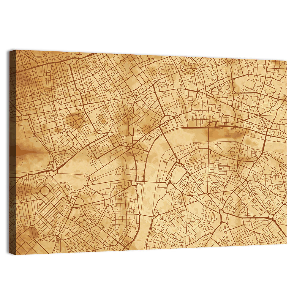 Vintage London City Map Wall Art