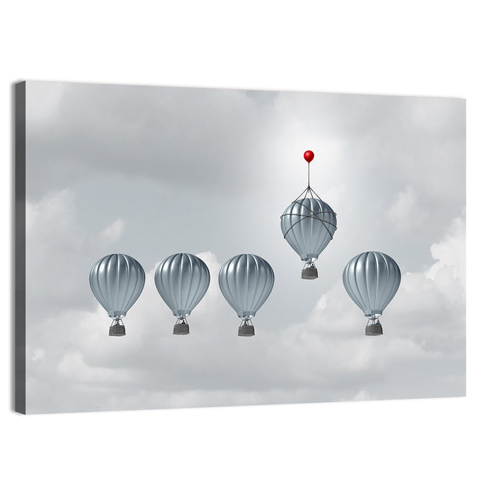 Hot Air Balloon Race with Red Accent Wall Art as a canvas print