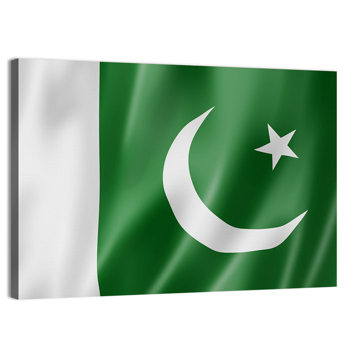 Waving Pakistan Flag Wall Art as a canvas print