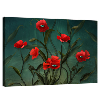 Surreal Poppies with Eyes Wall Art