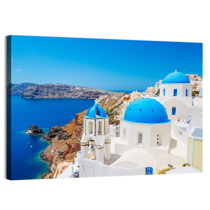 Oia Santorini Blue Domes Wall Art as a canvas print