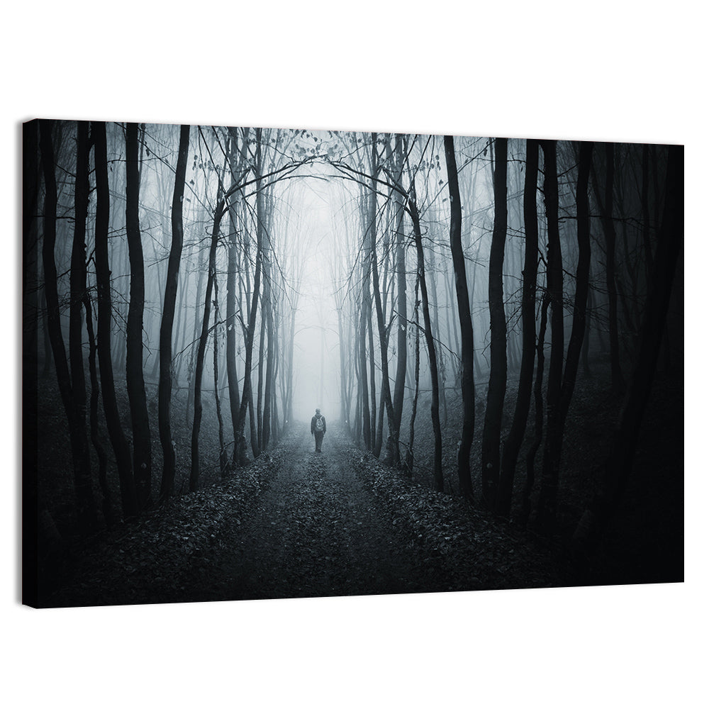Strange Foggy Forest Path Wall Art