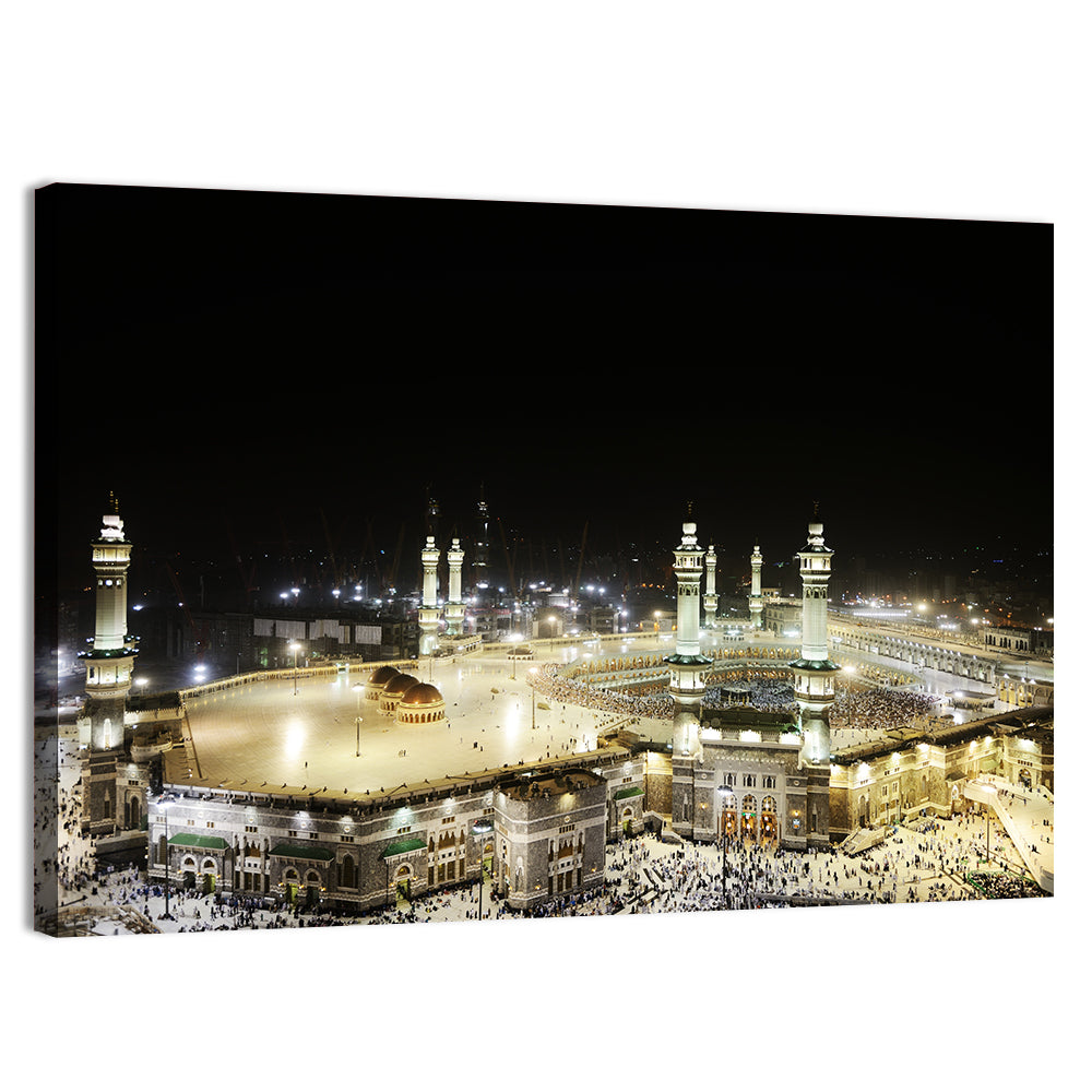 Masjid Al-haram at Night Wall Art, canvas print, landscape