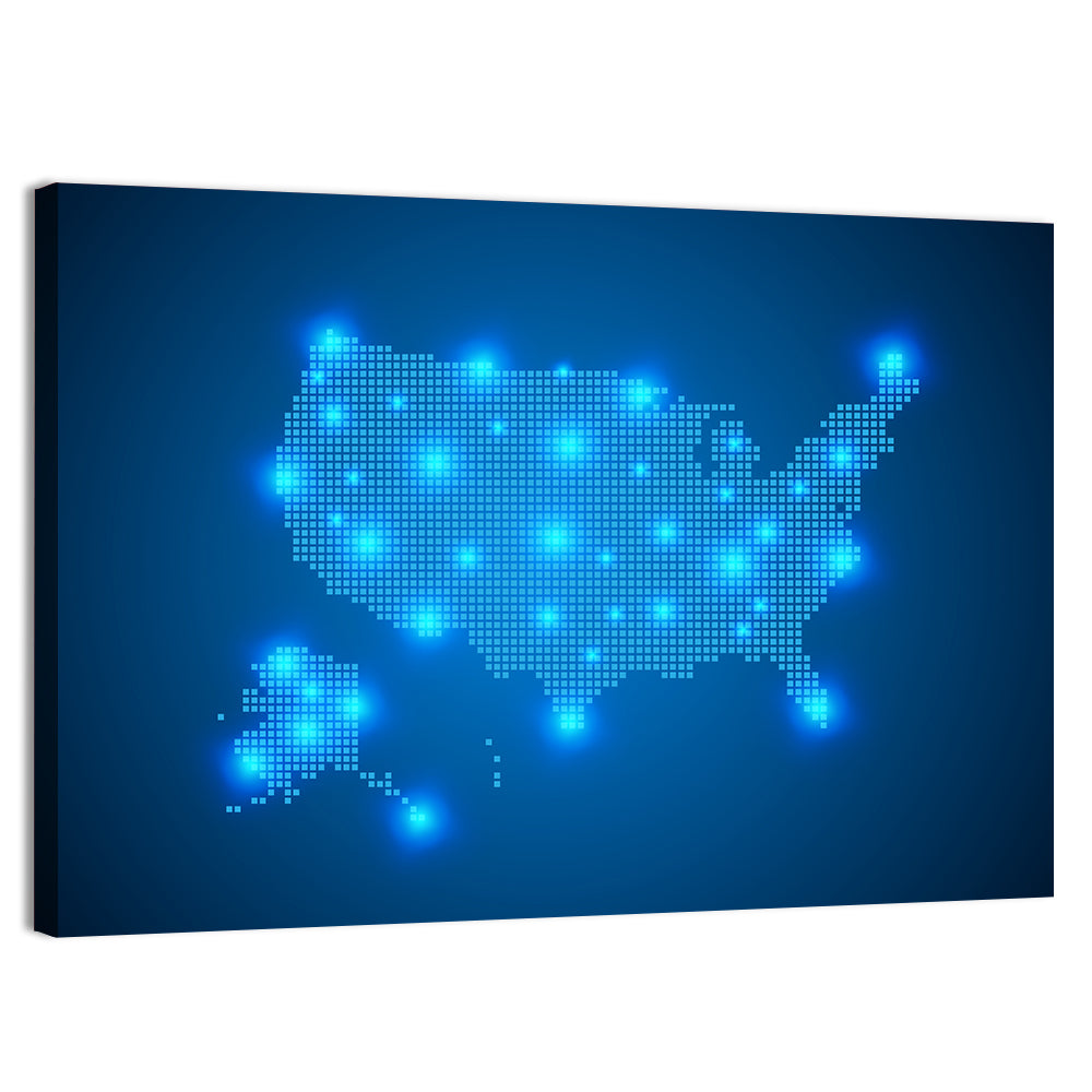 United States Digital Network Map Wall Art