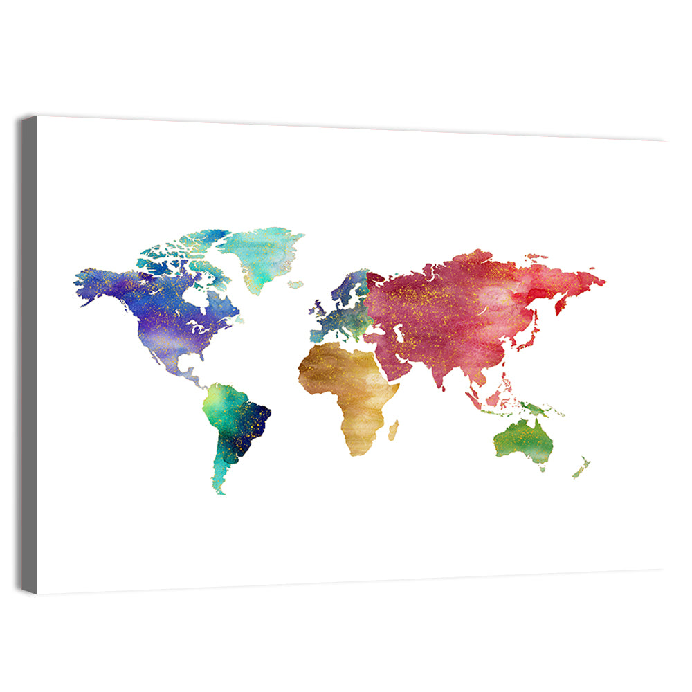Watercolor World Map Wall Art