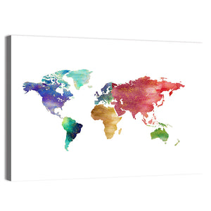 Watercolor World Map Wall Art