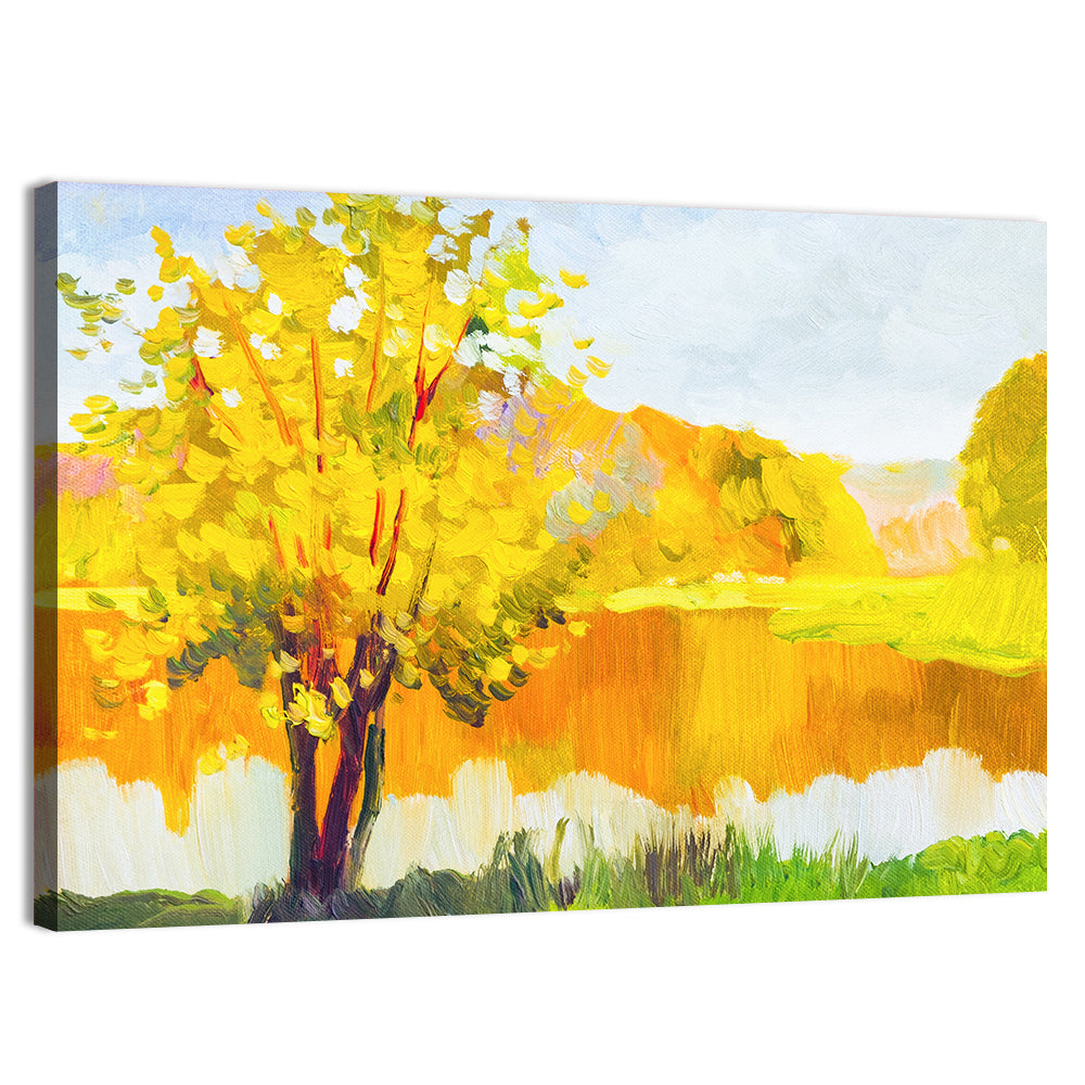 Autumn Tree and Lake Wall Art