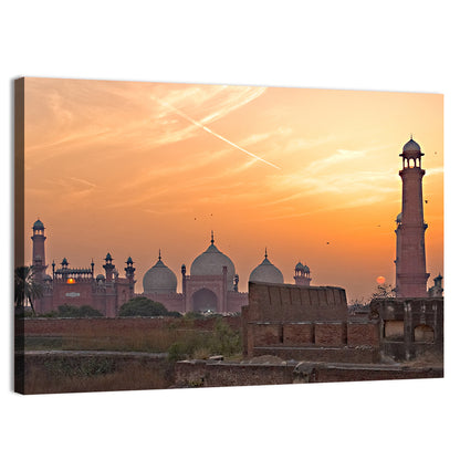 Badshahi Mosque at Golden Dusk Wall Art