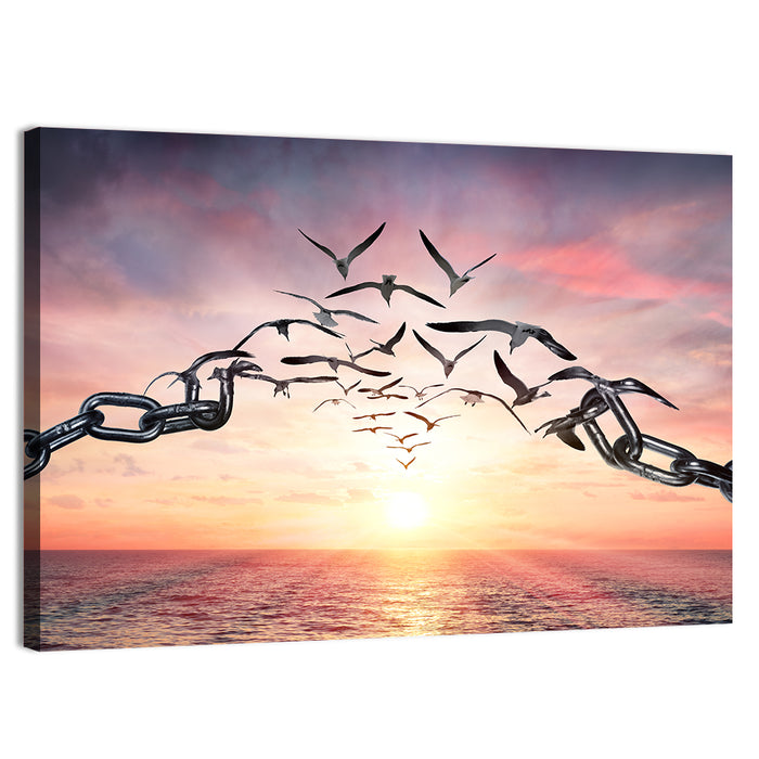 Breaking Chains at Sunset Wall Art as a canvas print