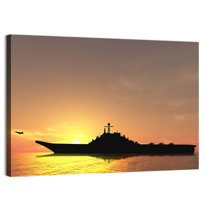 Aircraft Carrier at Sunset Wall Art as a canvas print