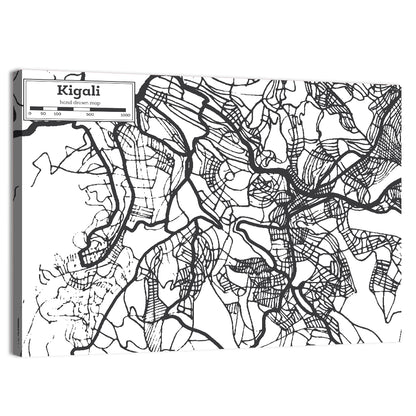 Kigali Urban Map Wall Art