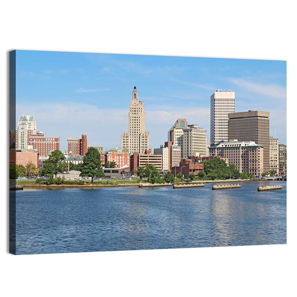 Providence Waterfront Skyline Wall Art, canvas print, landscape