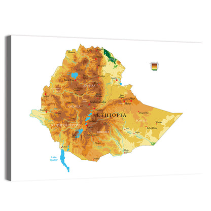 Ethiopia Topographic Map Wall Art