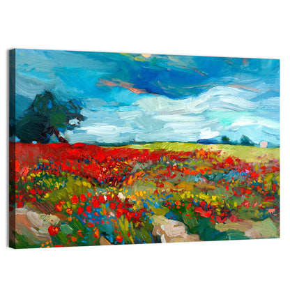 Impressionist Poppy Field Wall Art
