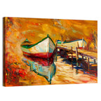 Boat at Jetty with Reflection Wall Art