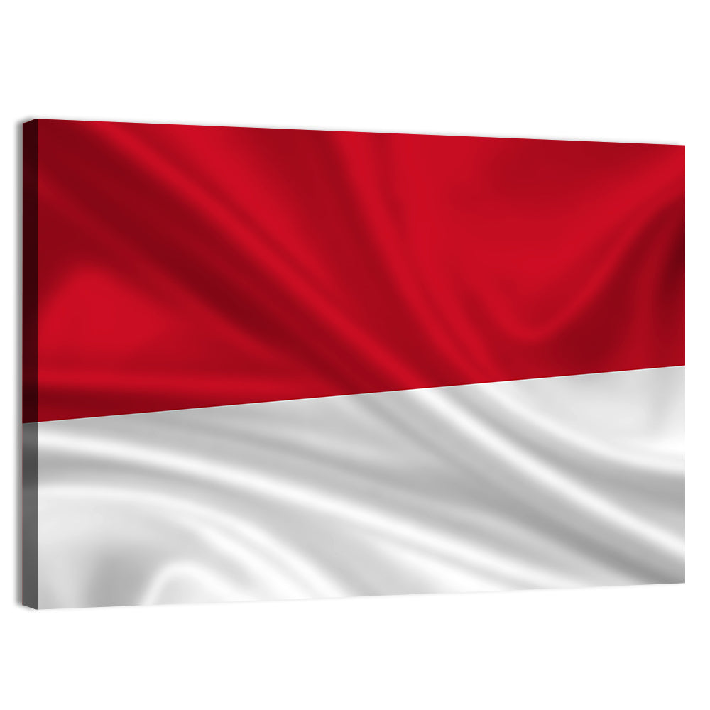Indonesia Monaco Waving Flag Wall Art, canvas print, landscape