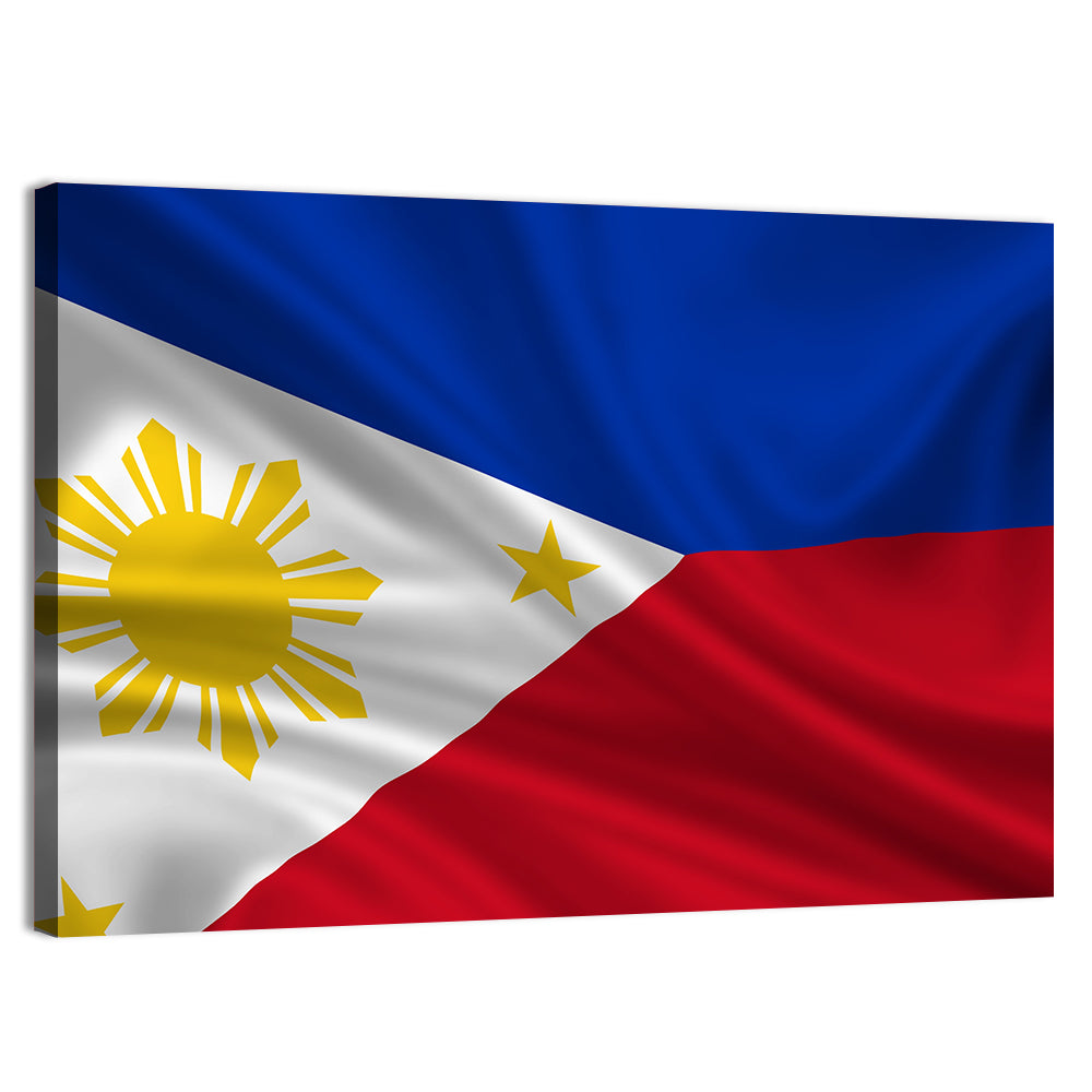 Philippine Flag with Stylized Sun Wall Art, canvas print, landscape
