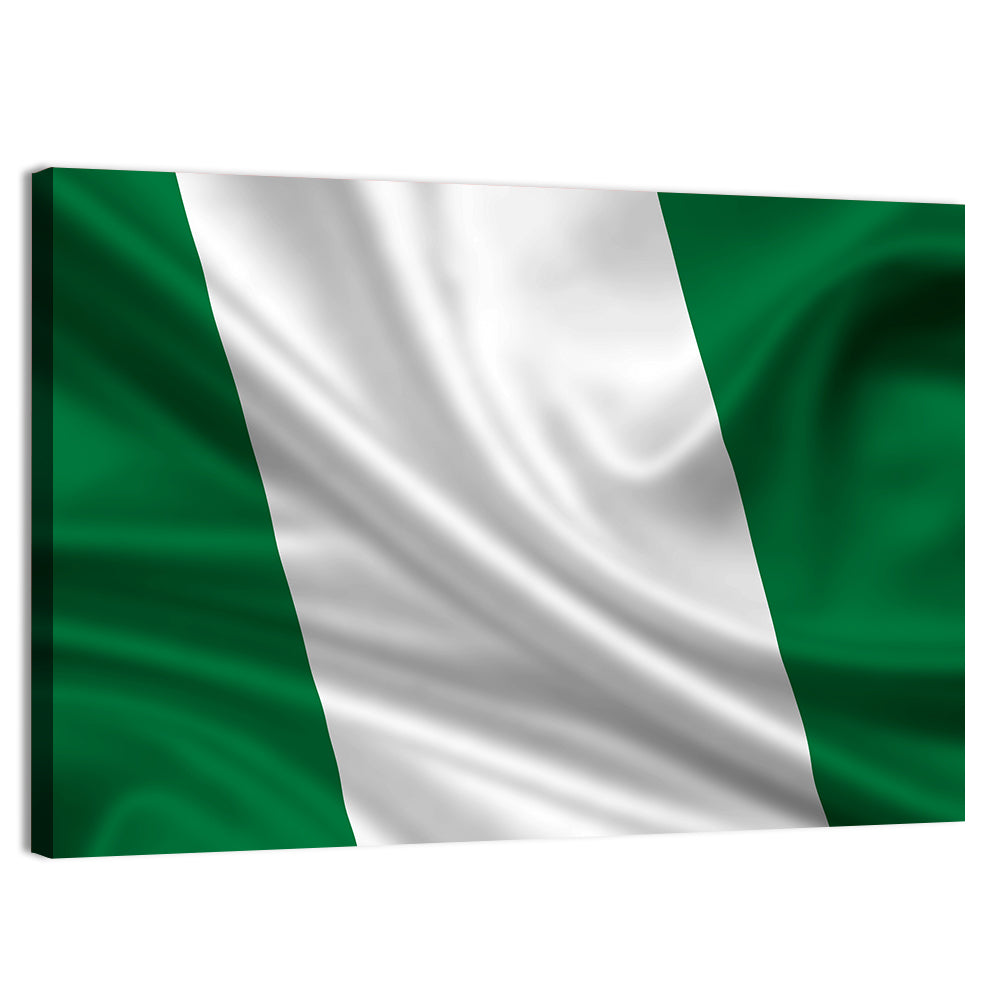 Nigerian Flag with Rippled Texture Wall Art, canvas print, landscape