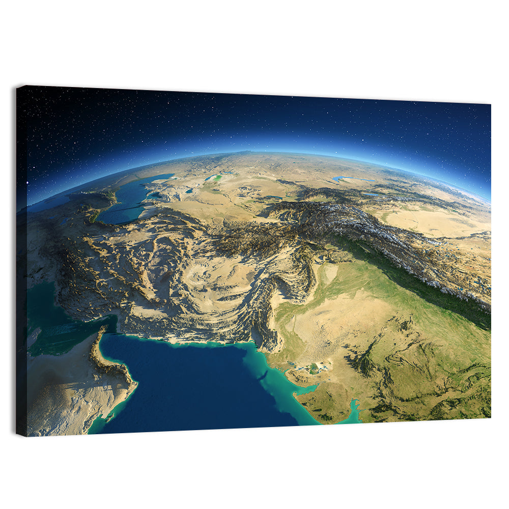 South Asia Topographic Map Wall Art