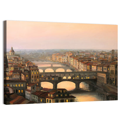 Florence Sunset Over Ponte Vecchio Wall Art