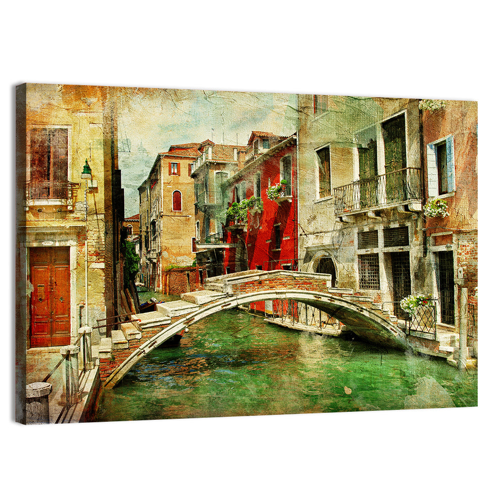 Venetian Canal Romance Wall Art, canvas print, landscape