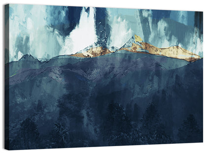 Mountains In Dark Abstract Wall Art