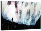 Silhouette on Cliff Over Waterfall Wall Art