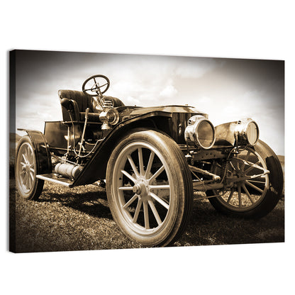 Sepia Vintage Roadster Side Profile Wall Art