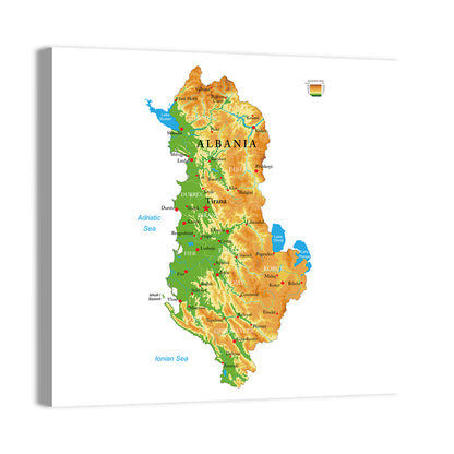 Albania Terrain Map Wall Art