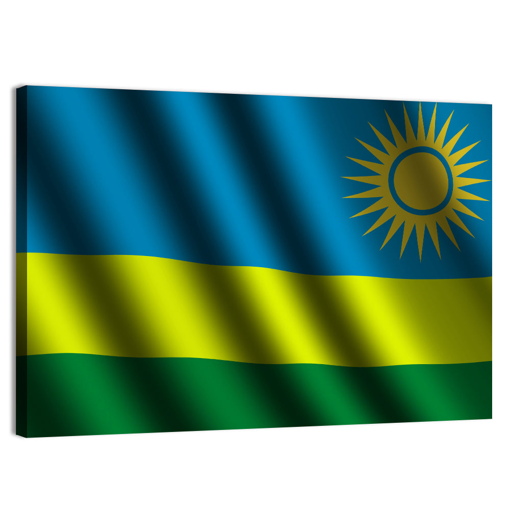 Rwandan Flag with Golden Sun Wall Art