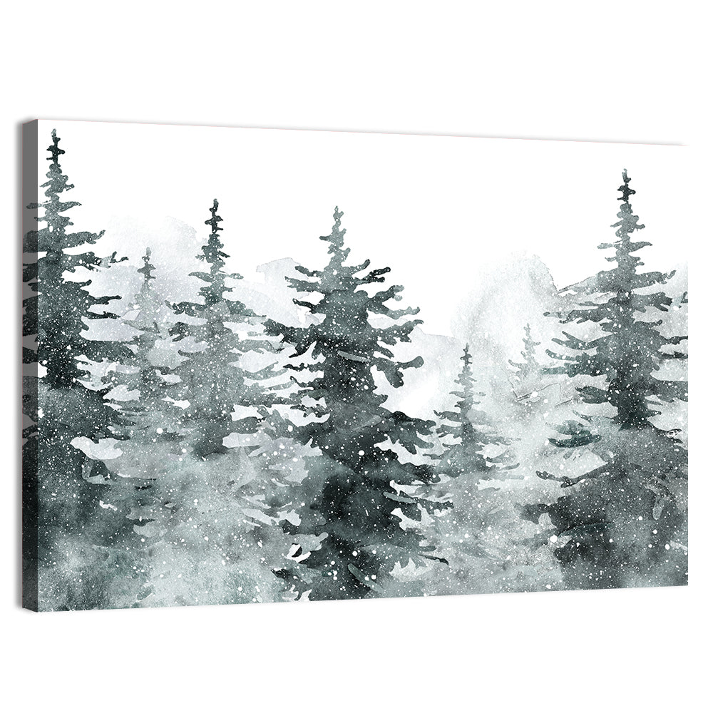 Snowy Pine and Spruce Forest Wall Art, canvas print, landscape