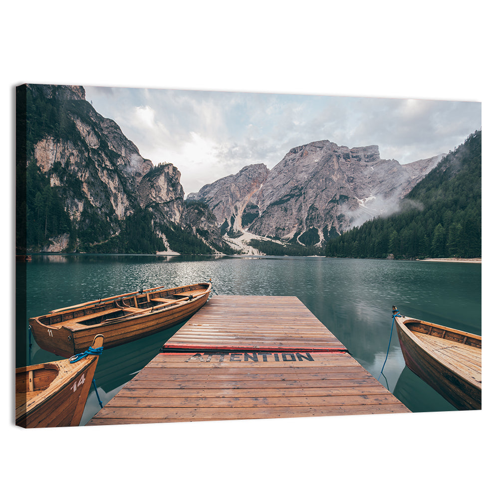 Lago Di Braies Dock, Dolomites Wall Art