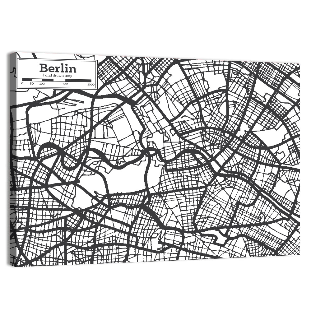 Hand-drawn Berlin City Map Wall Art