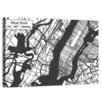 New York City Map Black and White Wall Art
