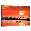 Boat and Fisherman Silhouette Wall Art