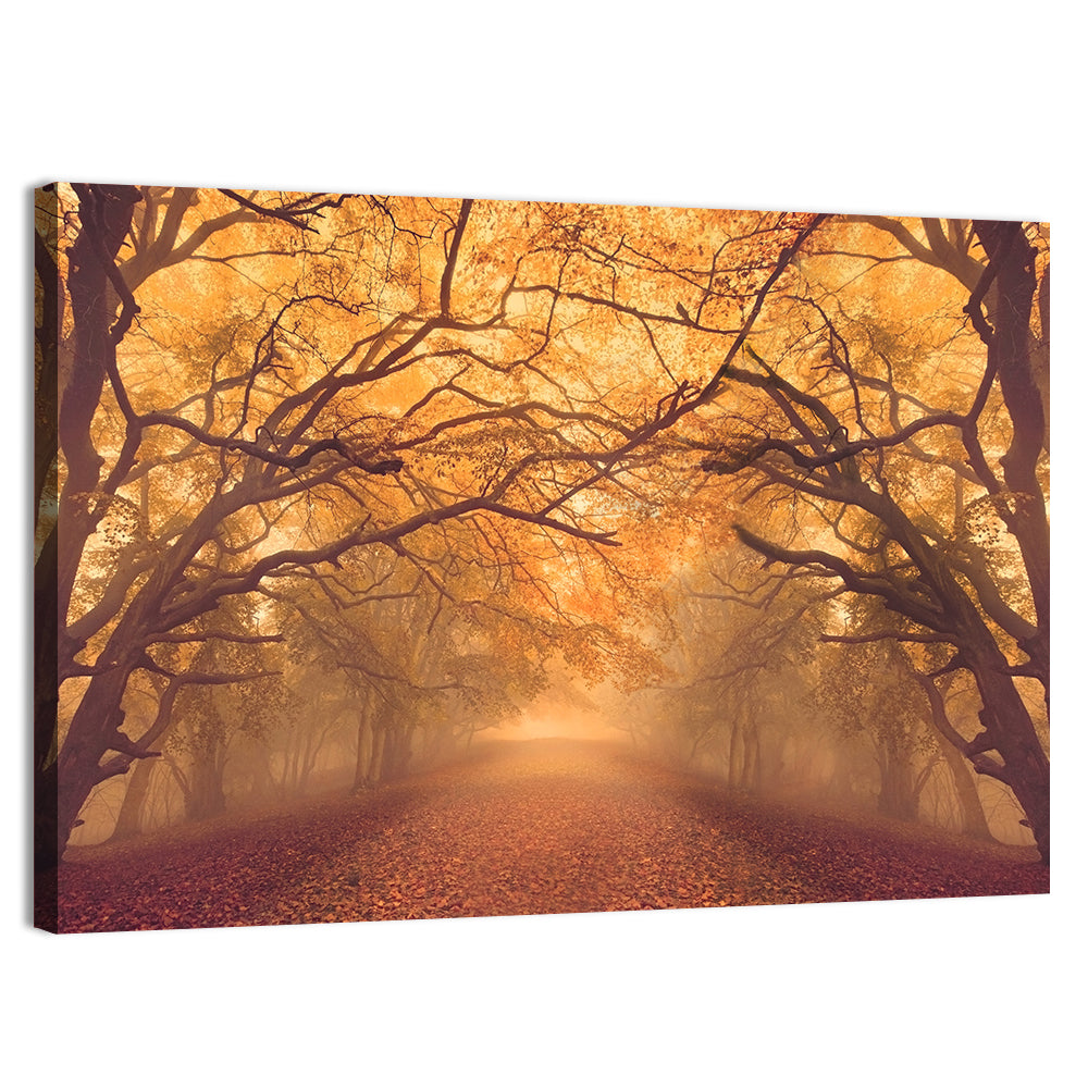 Golden Autumn Forest Path Wall Art