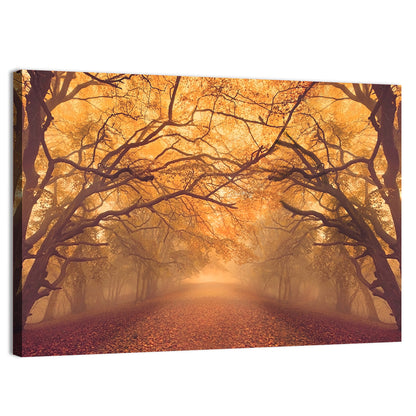 Golden Autumn Forest Path Wall Art